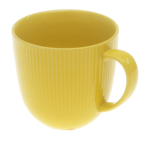 Color Line Large Yellow Mug – Ribbed Ceramic Coffee Tea Mug