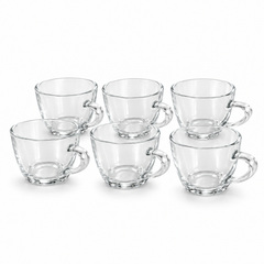 6Pcs Clear Glass Cup Set 210ml | Tea & Coffee Cups