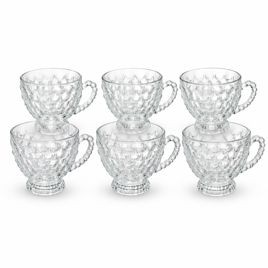 Textured Glass Cup 210ml | Decorative Tea & Coffee Cup Set