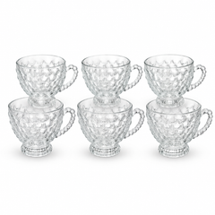 Textured Glass Cup 210ml | Decorative Tea & Coffee Cup Set