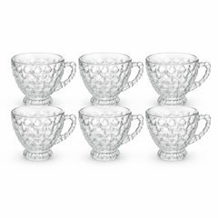 Textured Glass Cup 210ml | Decorative Tea & Coffee Cup Set