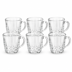 6Pcs Clear Glass Cup Set 220ml | Textured Tea & Coffee Cups