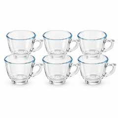 6Pcs Clear Glass Cup Set 240ml | Tea & Coffee Cups