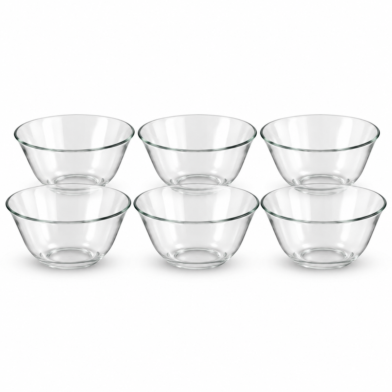 Medium Glass Bowl Set – 6 Pieces | 168 MM