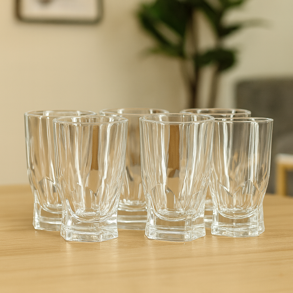 230 ml Square-Base Clear Glass – Premium Modern Drinkware
