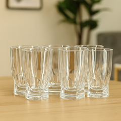 230 ml Square-Base Clear Glass – Premium Modern Drinkware