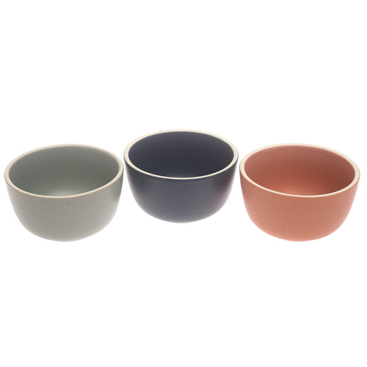 3-Piece Ceramic Chinese Bowl Set – Assorted Colors, Modern Dining Bowls
