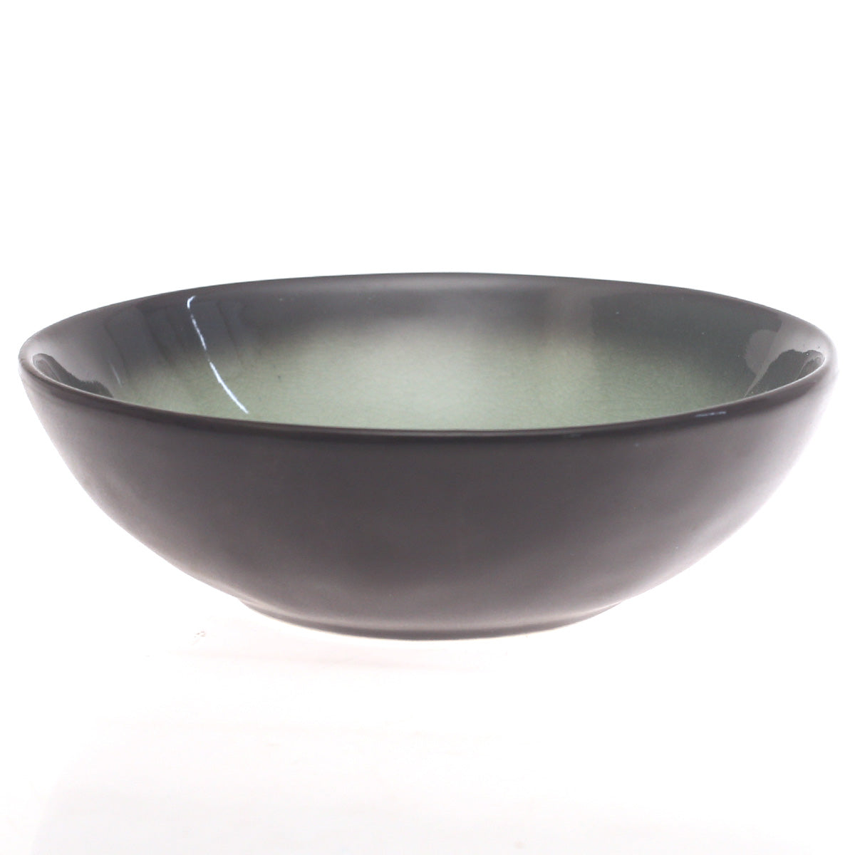 Black & Green Ceramic Serving Bowl 7 Inch – Modern Glazed Soup & Salad Bowl