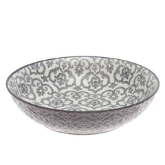Black & White Patterned Bowl – Elegant Tabletop Accent Bowl, 8 Inch - Habitt