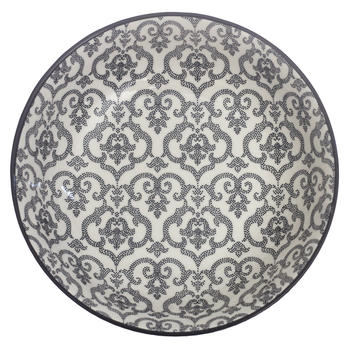 Black & White Patterned Bowl – Elegant Tabletop Accent Bowl, 8 Inch - Habitt