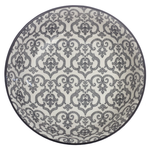 Black & White Patterned Bowl – Elegant Tabletop Accent Bowl, 8 Inch - Habitt
