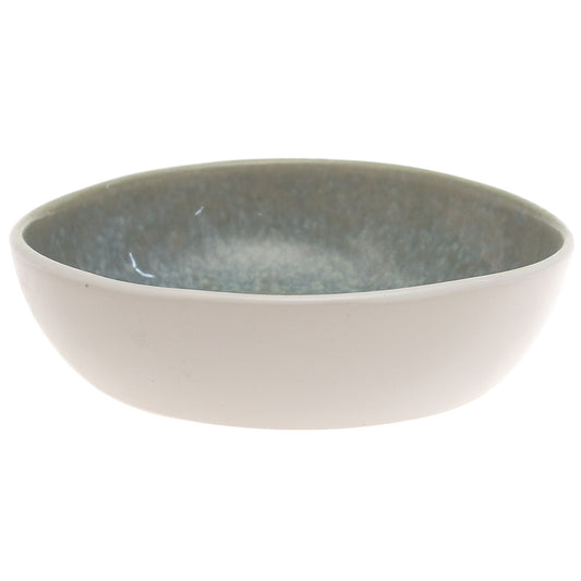Green & White Ceramic Bowl 6.5 Inch – Rustic Glazed Serving Bowl - Habitt