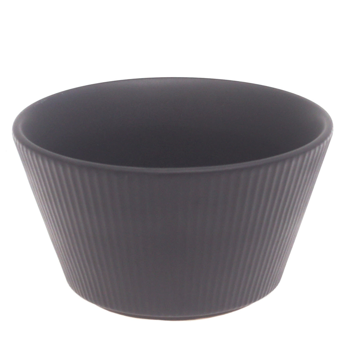 Grey Ceramic Bowl – 5 Inch Modern Ribbed Serving Bowl - Habitt