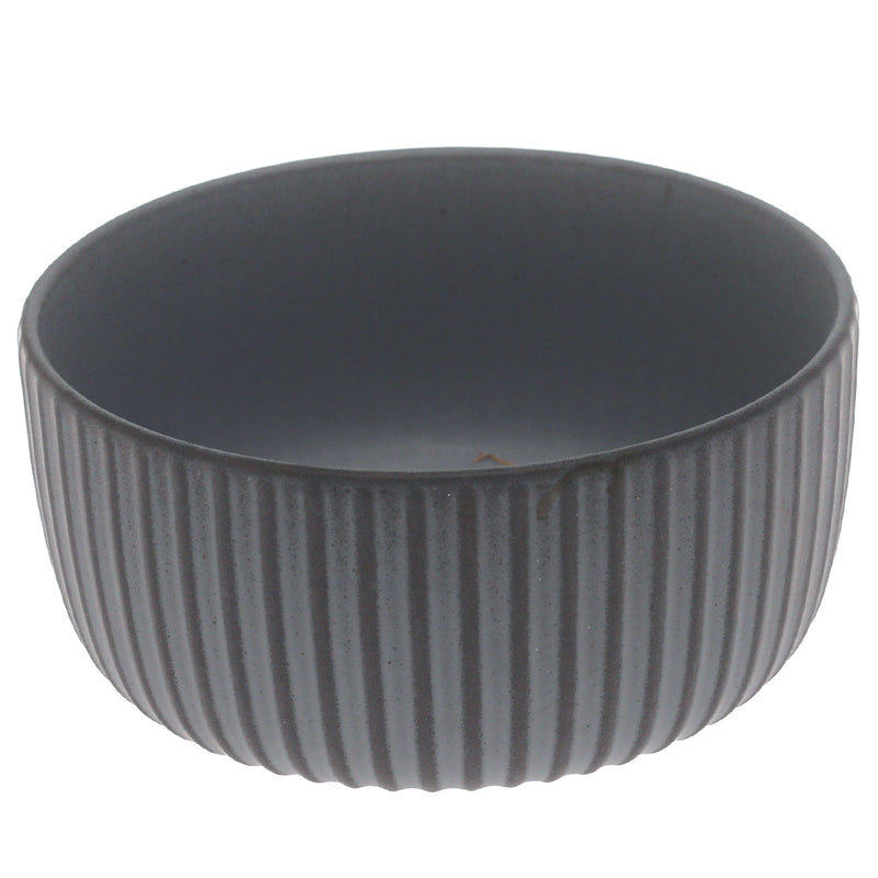 Grey Ribbed Ceramic Bowl – 6 Inch Modern Dining Bowl - Habitt