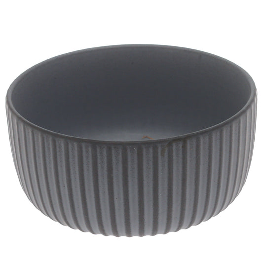 Grey Ribbed Ceramic Bowl – 6 Inch Modern Dining Bowl