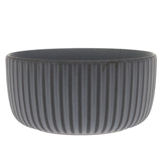 Grey Ribbed Ceramic Bowl – 6 Inch Modern Dining Bowl