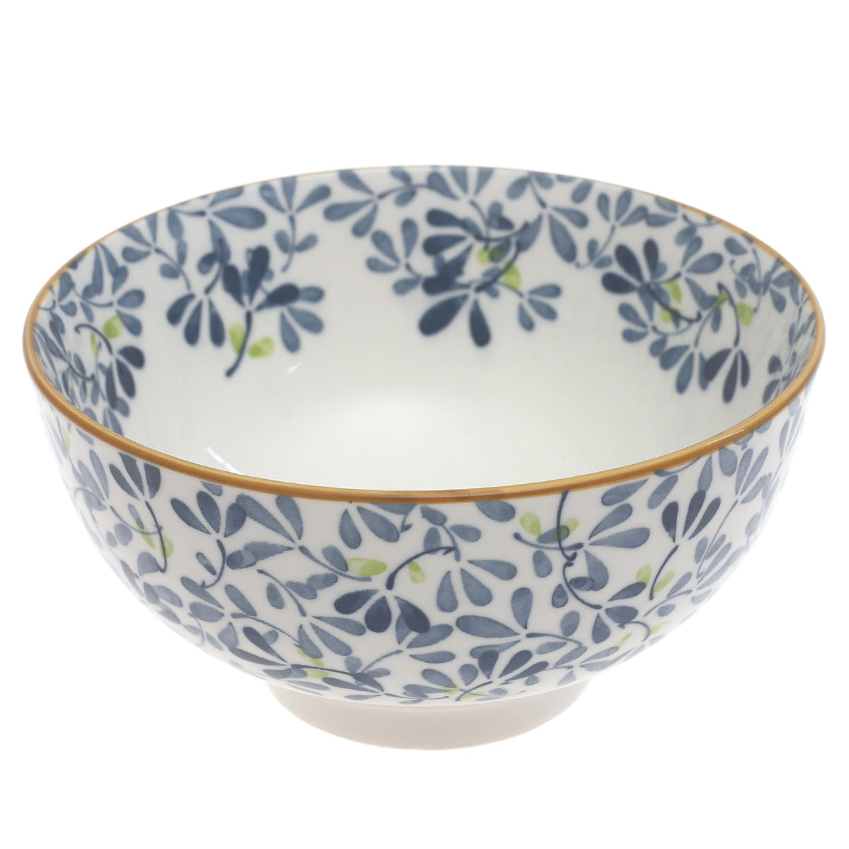 Blue Leaves Ceramic Bowl – 6 Inch Serving Bowl - Habitt