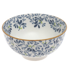 Blue Leaves Ceramic Bowl – 6 Inch Serving Bowl - Habitt