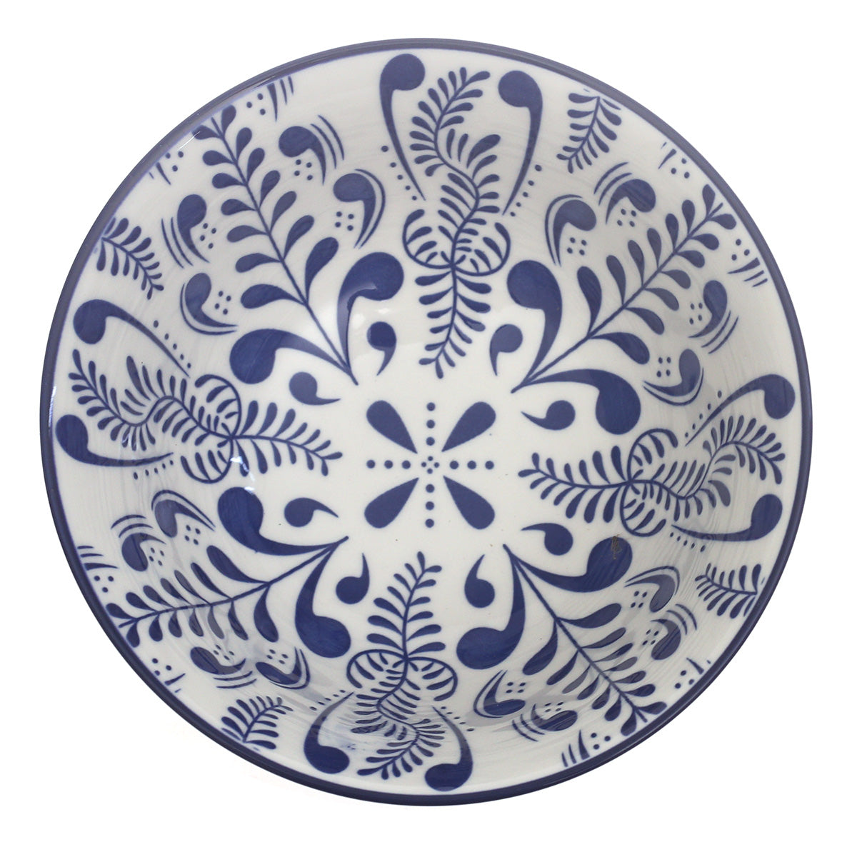 Multicolor Blue & White Ceramic Bowl – 6 Inch Serving Bowl - Habitt