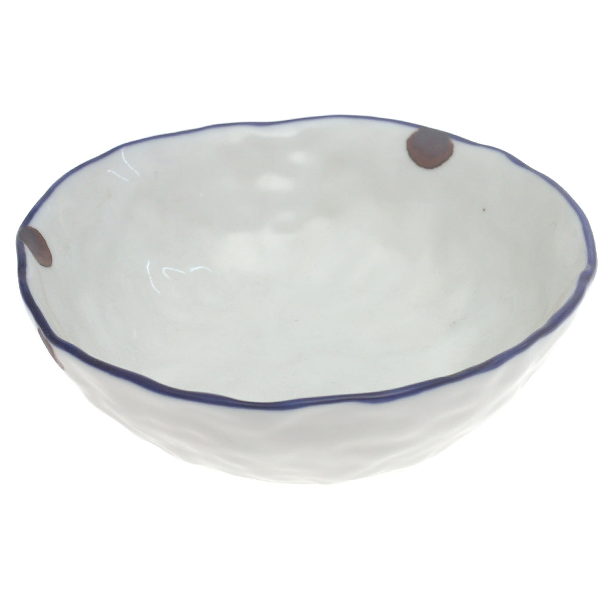 White Ceramic Bowl – 6 Inch Handcrafted Wavy Edge Serving Bowl - Habitt