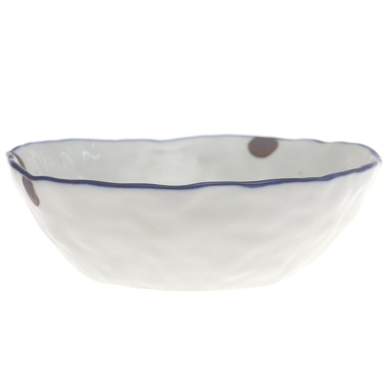 White Ceramic Bowl – 6 Inch Handcrafted Wavy Edge Serving Bowl - Habitt
