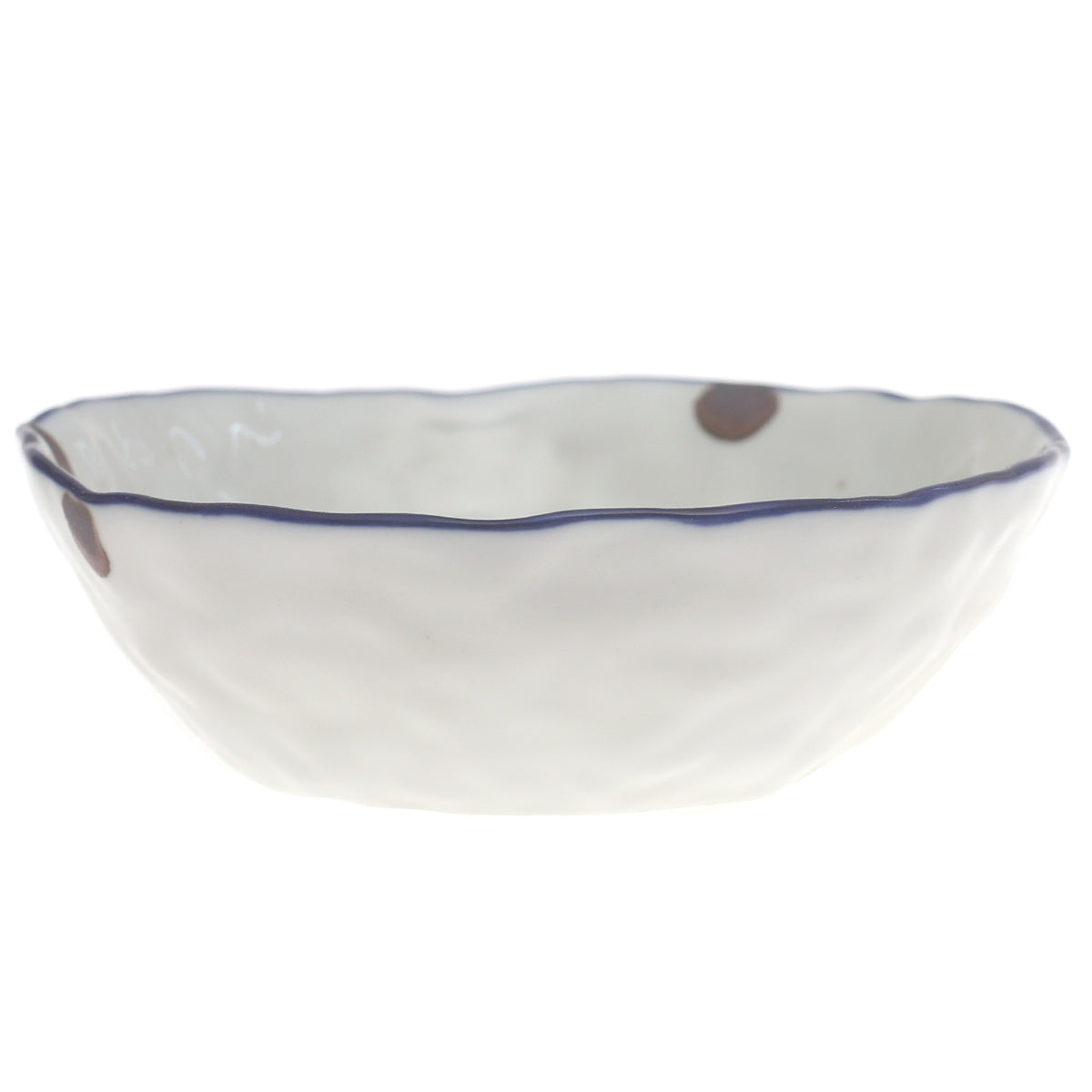 White Ceramic Bowl – 6 Inch Handcrafted Wavy Edge Serving Bowl - Habitt