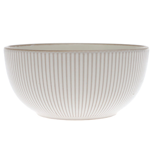 White Ribbed Ceramic Bowl – 6 Inch Minimalist Dining Bowl