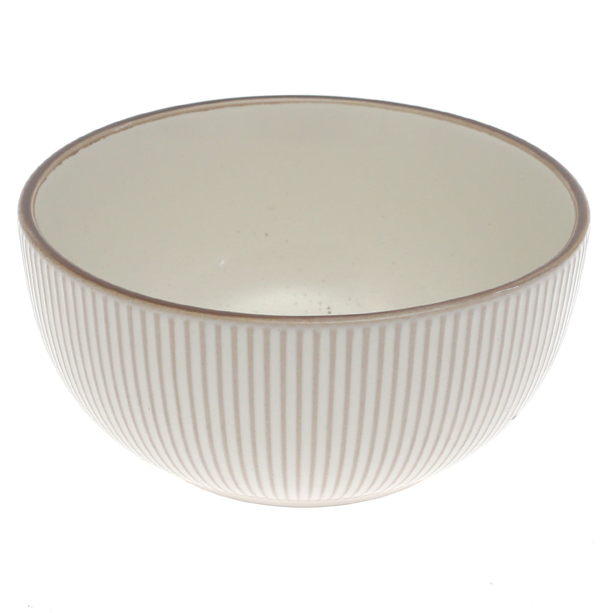 White Ribbed Ceramic Bowl – 6 Inch Minimalist Dining Bowl