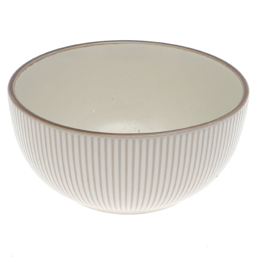 White Ribbed Ceramic Bowl – 6 Inch Minimalist Dining Bowl