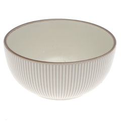 White Ribbed Ceramic Bowl – 6 Inch Minimalist Dining Bowl