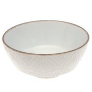 White Ceramic Bowl with Embossed Texture – 6 Inch Elegant Serving & Décor Bowl - Habitt