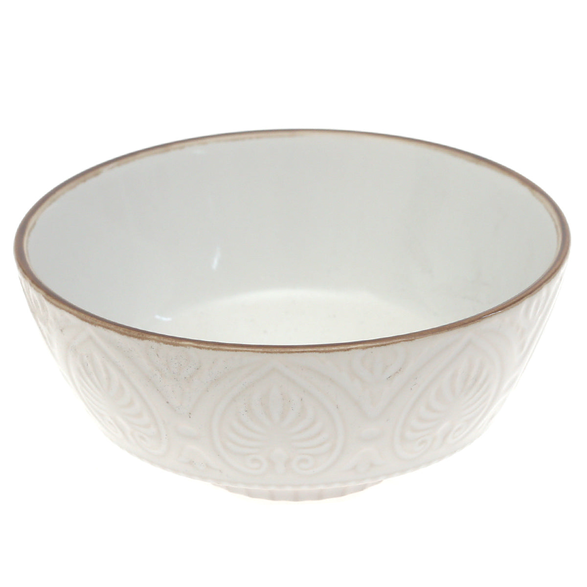 White Ceramic Bowl with Embossed Texture – 6 Inch Elegant Serving & Décor Bowl
