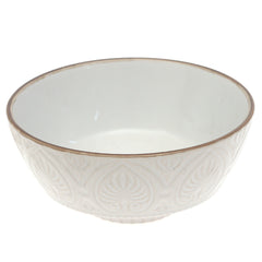 White Ceramic Bowl with Embossed Texture – 6 Inch Elegant Serving & Décor Bowl