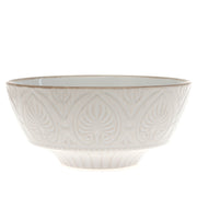 White Ceramic Bowl with Embossed Texture – 6 Inch Elegant Serving & Décor Bowl - Habitt