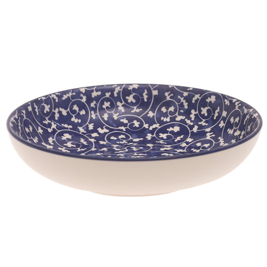 Blue Patterned Deep Plate 8 Inch – Elegant Ceramic Serving Plate