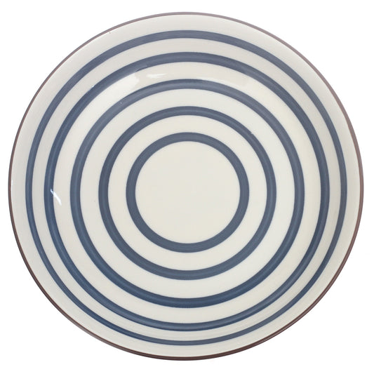 Blue Concentric Stripe Deep Plate 8 Inch – Modern Ceramic Serving Plate