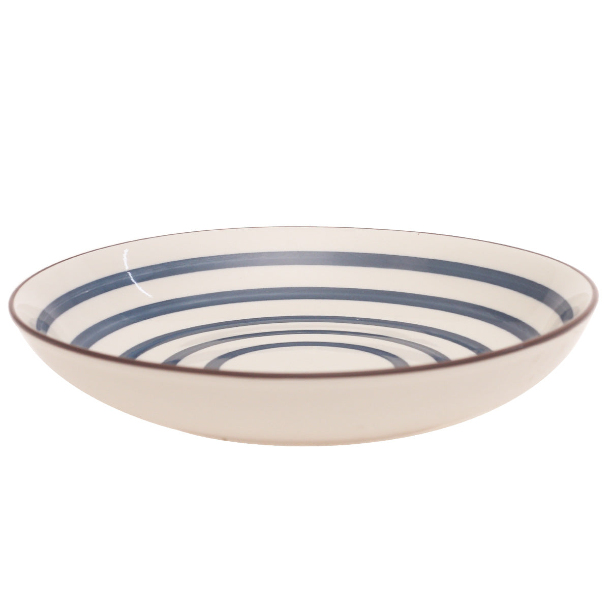Blue Concentric Stripe Deep Plate 8 Inch – Modern Ceramic Serving Plate