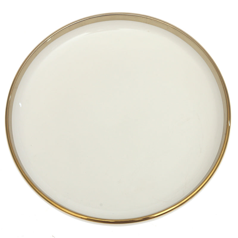Gold Rim Deep Plate 10 Inch – Elegant White Ceramic Serving Plate - Habitt
