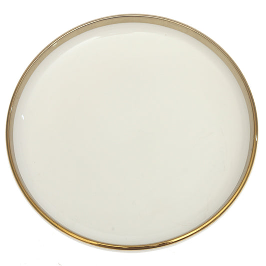 Gold Rim Deep Plate 10 Inch – Elegant White Ceramic Serving Plate