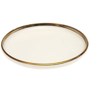 Gold Rim Deep Plate 10 Inch – Elegant White Ceramic Serving Plate - Habitt