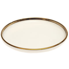 Gold Rim Deep Plate 10 Inch – Elegant White Ceramic Serving Plate