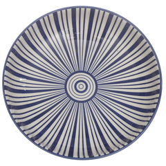 Light Blue Radial Stripe Deep Plate 8 Inch – Elegant Ceramic Serving Plate