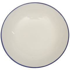 White Deep Plate with Blue Rim 11 Inch – Classic Ceramic Dinner Plate