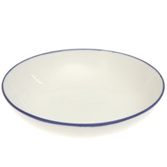 White Deep Plate with Blue Rim 11 Inch – Classic Ceramic Dinner Plate