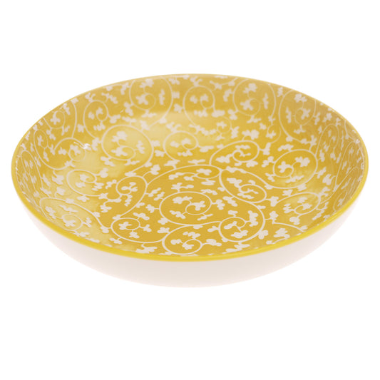 Yellow Floral Deep Plate 8 Inch – Decorative Ceramic Serving Plate