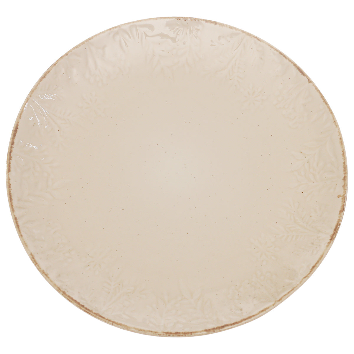 Beige Embossed Ceramic Dinner Plate 10.5 Inch – Elegant Stoneware Tableware