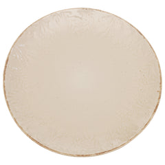 Beige Embossed Ceramic Dinner Plate 10.5 Inch – Elegant Stoneware Tableware