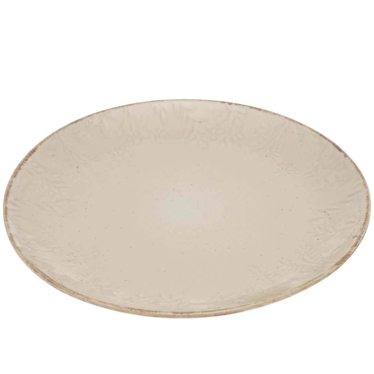Beige Embossed Ceramic Dinner Plate 10.5 Inch – Elegant Stoneware Tableware - Habitt