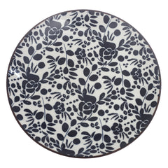 Black & White Floral Dinner Plate – 10 Inch Ceramic Plate