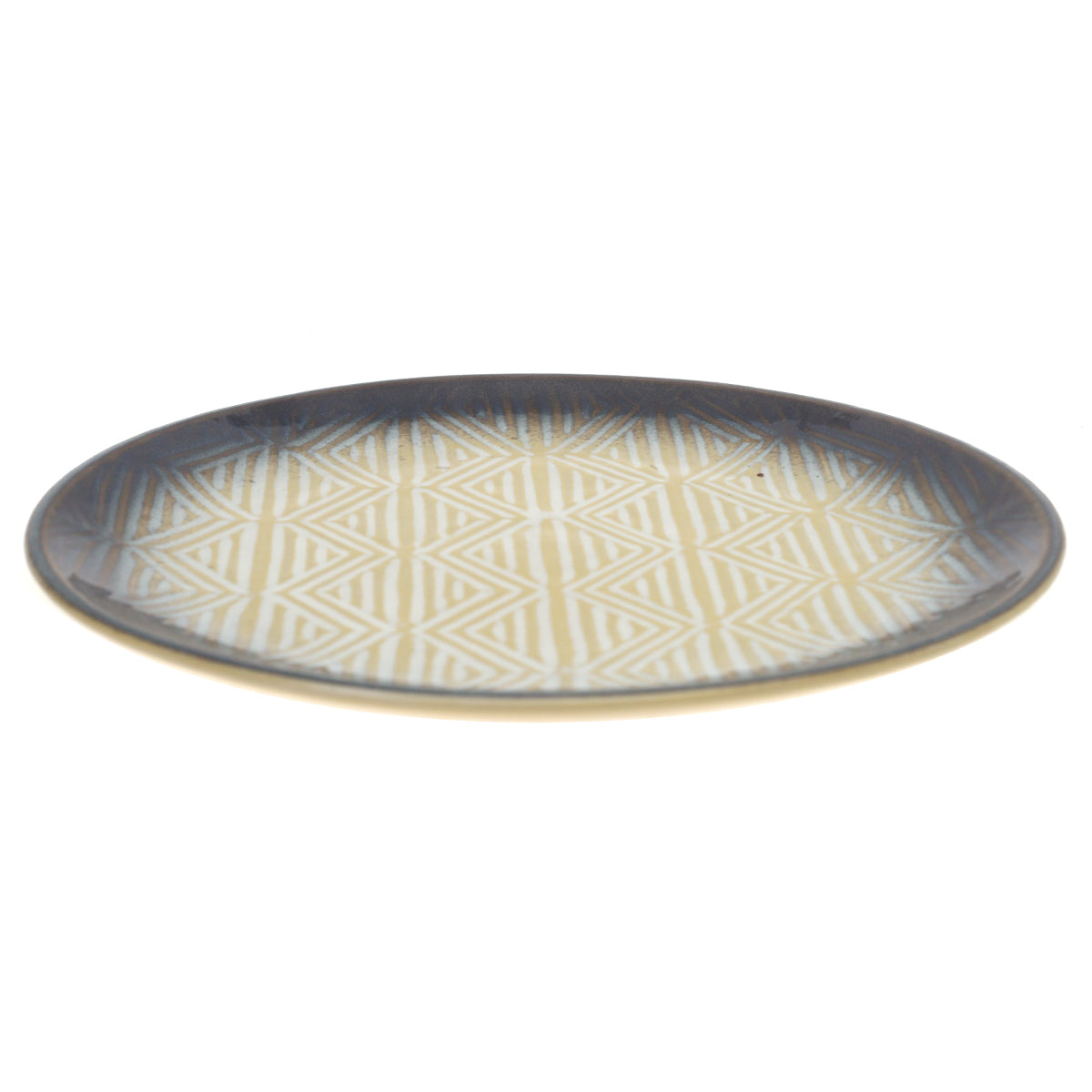 Blue & Yellow Geometric Dinner Plate – 10.5 Inch Ceramic Plate